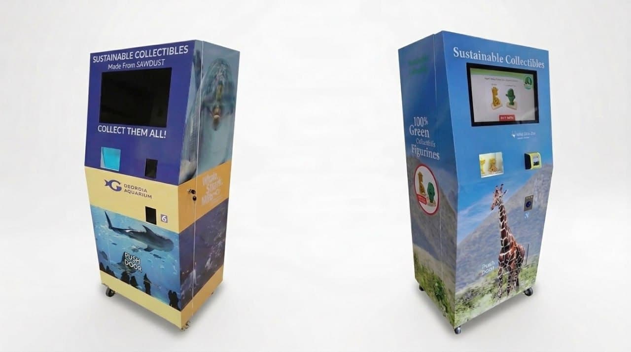 Custom sustainable collectibles vending machines with aquarium-themed wraps