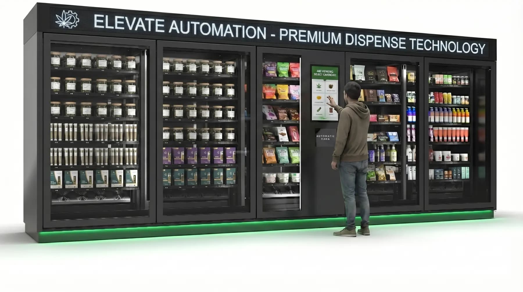 Cannabis vending machine landscape retail concept