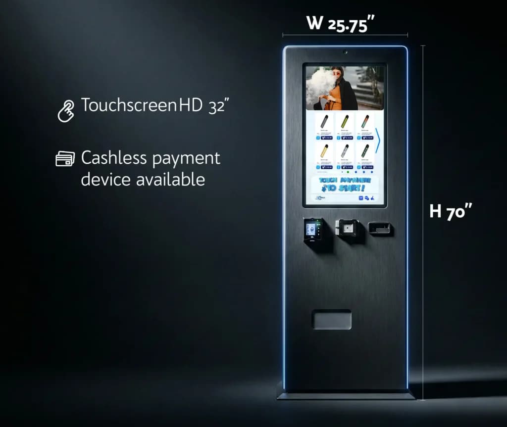 Slimline vending machine — measurements diagram